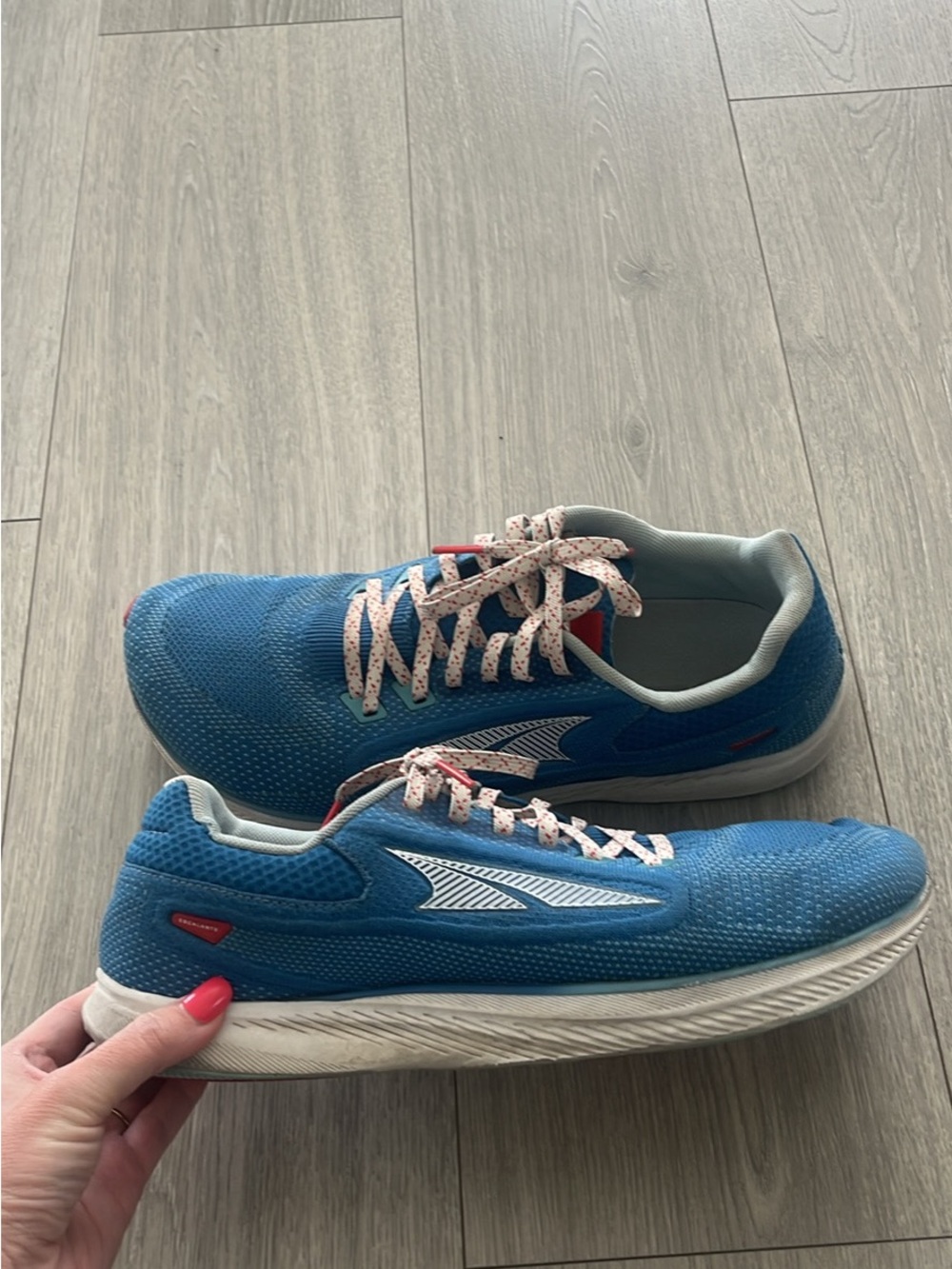 Altra Blue Athletic Running Shoes with Pink Laces